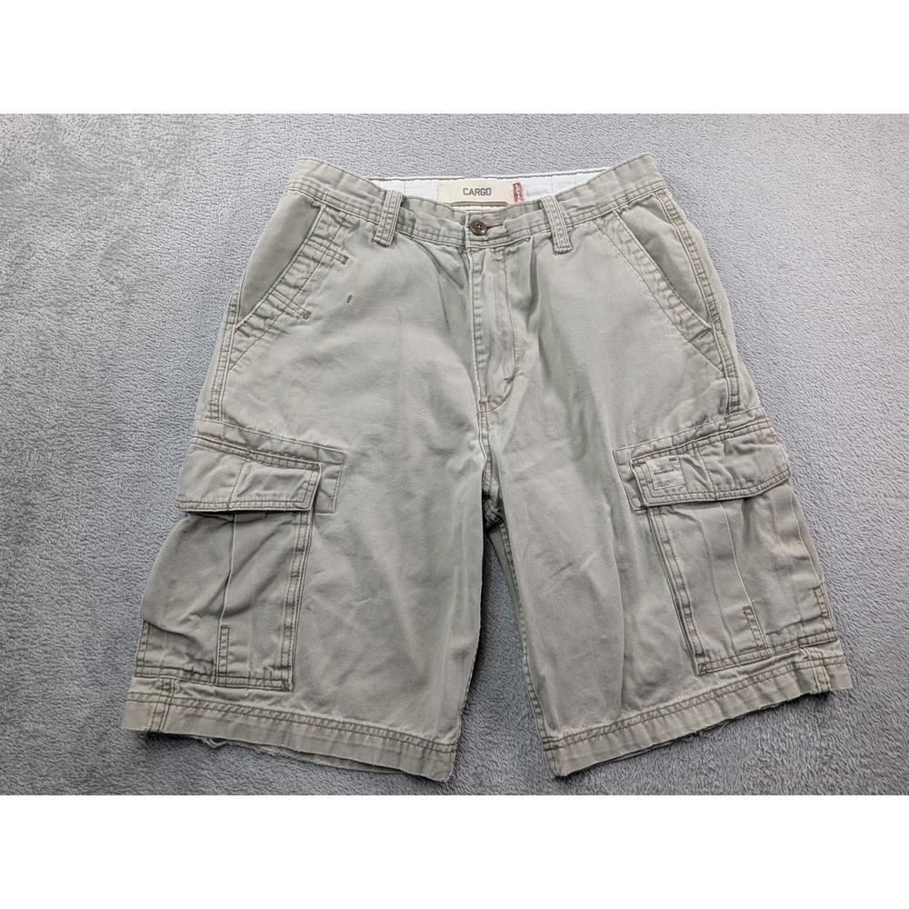 Levis Workwear Cargo Shorts Mens 32 Khaki Tan Cotton Relaxed Fit Distressed